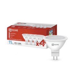 Лампа светодиодная LED-JCDR-VC 4PACK 11Вт 230В GU5.3 6500К 990лм (уп.4шт) IN HOME 4690612047959