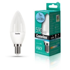 Лампа светодиодная LED7-C35/845/E14 7Вт свеча 4500К бел. E14 560лм 220-240В Camelion 12074