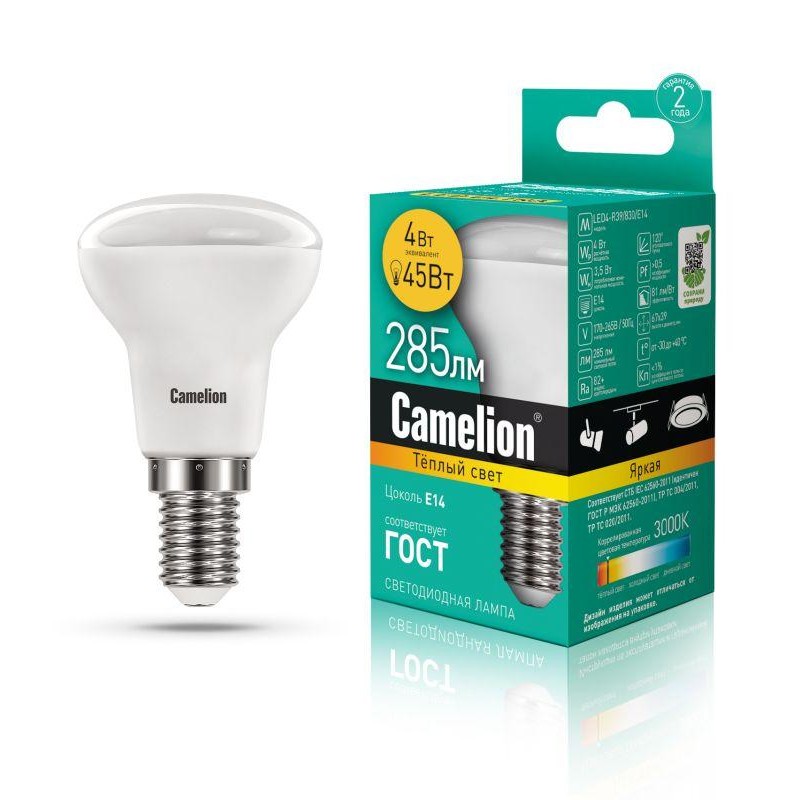 Лампа светодиодная LED4-R39/830/E14 4Вт 220В Camelion 13353