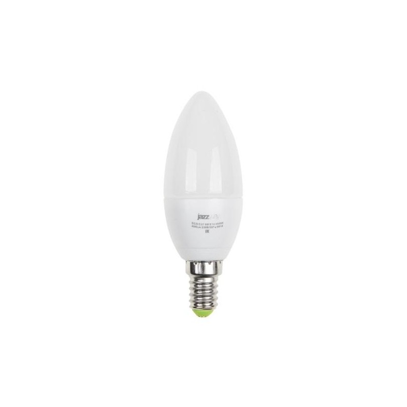 Лампа светодиодная PLED-ECO 5Вт C37 свеча 3000К тепл. бел. E14 400лм 220-240В JazzWay 1036834A