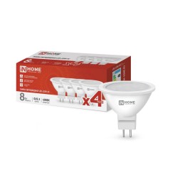 Лампа светодиодная LED-JCDR-VC 4PACK 8Вт 230В GU5.3 4000К 720лм (уп.4шт) IN HOME 4690612047928