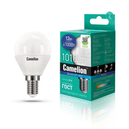 Лампа светодиодная LED12-G45/865/E14 12Вт 220В Camelion 13697