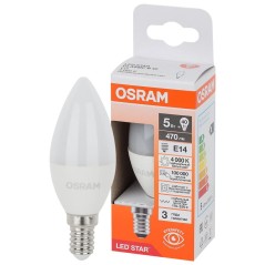 Лампа светодиодная LED Star 5Вт свеча 4000К E14 470лм (замена 40Вт) OSRAM 4058075696082