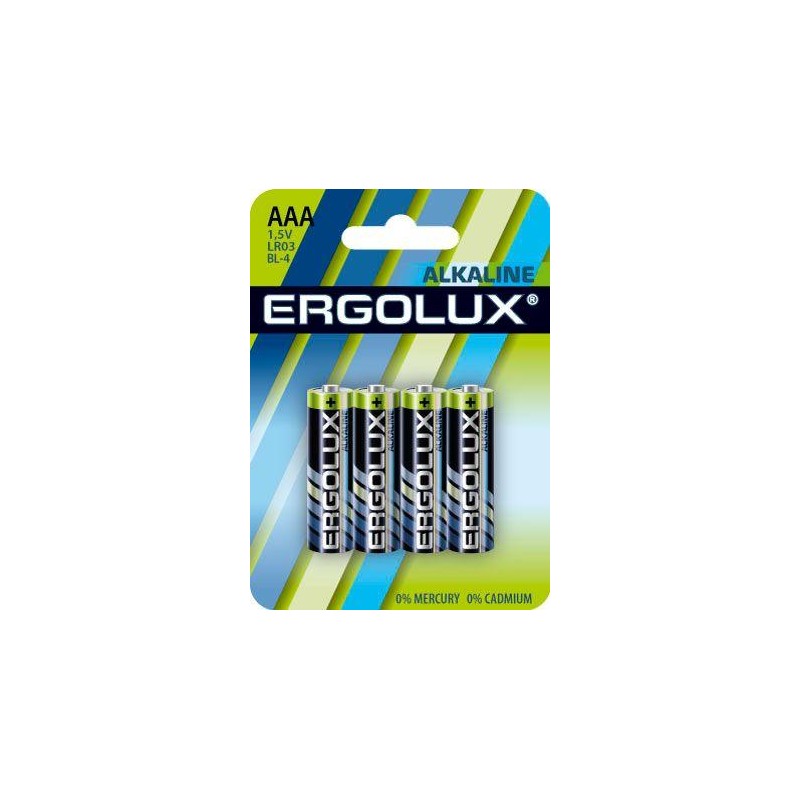 Элемент питания алкалиновый AAA/LR03 1.5В Alkaline BL-4 (блист.4шт) Ergolux 11744