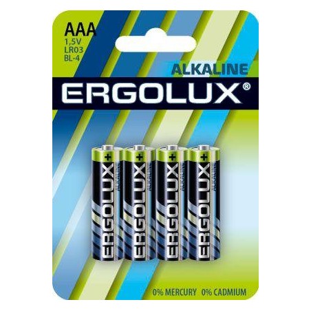 Элемент питания алкалиновый AAA/LR03 1.5В Alkaline BL-4 (блист.4шт) Ergolux 11744