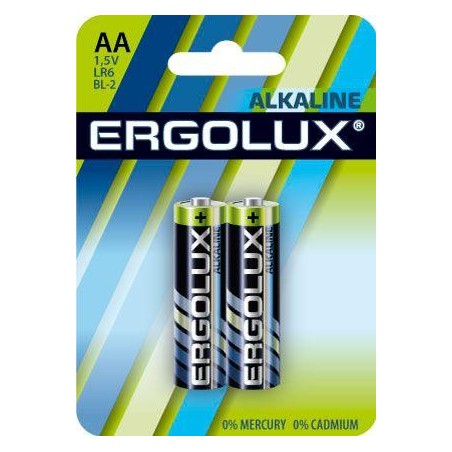 Элемент питания алкалиновый AA/LR6 1.5В Alkaline BL-2 (блист.2шт) Ergolux 11747