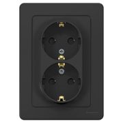 Розетка 2-м СП Blanca 16А IP20 250В с заземл. защ. шторки антрацит SE BLNRS001126