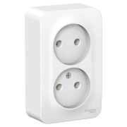 Розетка 2-м ОП Blanca 16А IP20 250В без заземл. без защ. шторок с металлич. пластиной бел. SE BLNRA000221