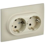 Розетка 2-м SKANDY 16А с заземл. защ. шторки в сборе SK-R07B беж. IEK SK-R24-16-K10-F