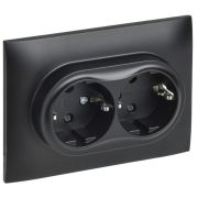 Розетка 2-м SKANDY 16А с заземл. защ. шторки в сборе SK-R07Bl черн. IEK SK-R24-16-K02-F