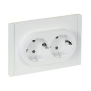 Розетка 2-м СП FORTE&PIANO FP224 16А с заземл. без защ. шторок безвинт. крепл. бел. IEK FP-R21-16-1-K01