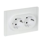 Розетка 2-м СП FORTE&PIANO FP223 16А с заземл. защ. шторки безвинт. крепл. бел. IEK FP-R24-16-1-K01