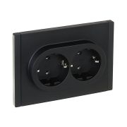 Розетка 2-м СП FORTE&PIANO FP124 16А с заземл. без защ. шторок безвинт. крепл. черн. IEK FP-R21-16-1-K02