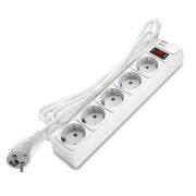 Удлинитель с сетевым фильтром 5х3м с заземл 10А 2.2кВт IP20 2хUSB ПВС 3х1 с выкл. бел. DOMTOK 2565