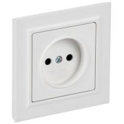 Розетка BRITE РСР10-1-0-БрАБ 10А в сборе без заземл. без защ. шторок арктич. бел. IEK BR-R10-10-K91-F