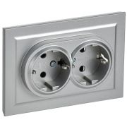 Розетка 2-м СП BRITE РС12-3-БрА 16А в сборе с заземл. без защ. шторок алюм. IEK BR-R21-16-K47-F