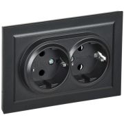 Розетка 2-м СП BRITE РС12-3-БрЧ 16А в сборе с заземл. без защ. шторок черн. IEK BR-R21-16-K02-F